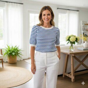 Draper James Blue & White Striped Knit Top Size Small